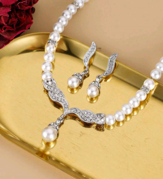 Faux Pearl rhinestone Jewelry Set #051